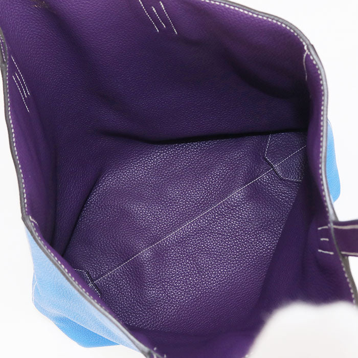 HERMES Double Sens 36 Taurillon Clemence Tote Bag - Blue