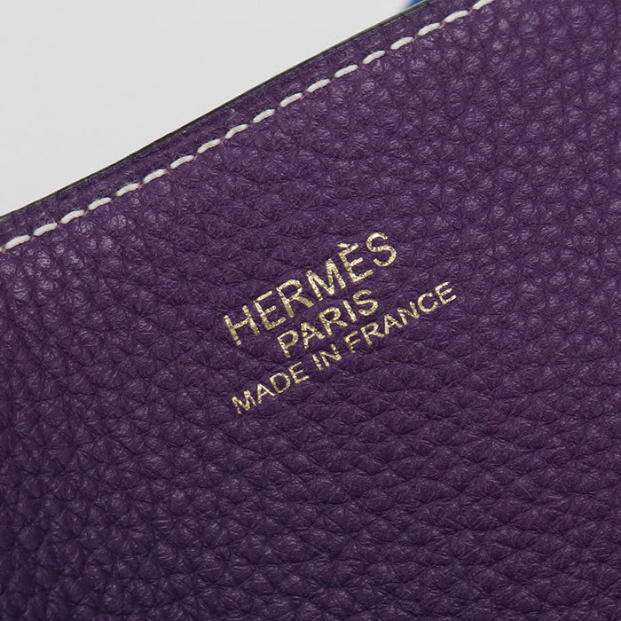 HERMES Double Sens 36 Taurillon Clemence Tote Bag - Blue