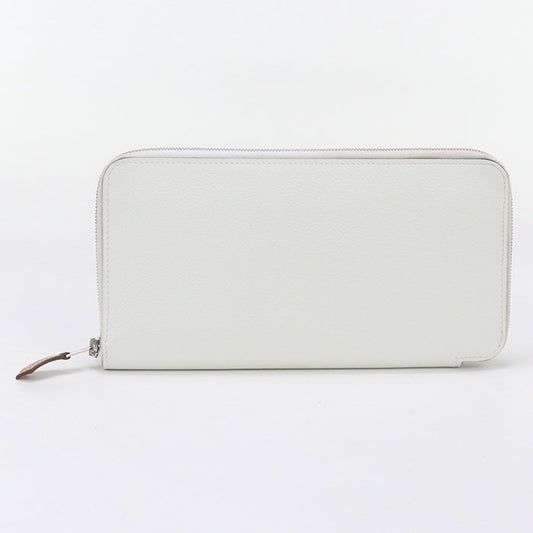 HERMES Azap Long Silk Inn Purse Zip Around Long Wallet - White