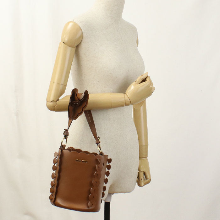 MIUMIU カーフスキン ハンドバッグ ショルダーバッグ - ブラウン