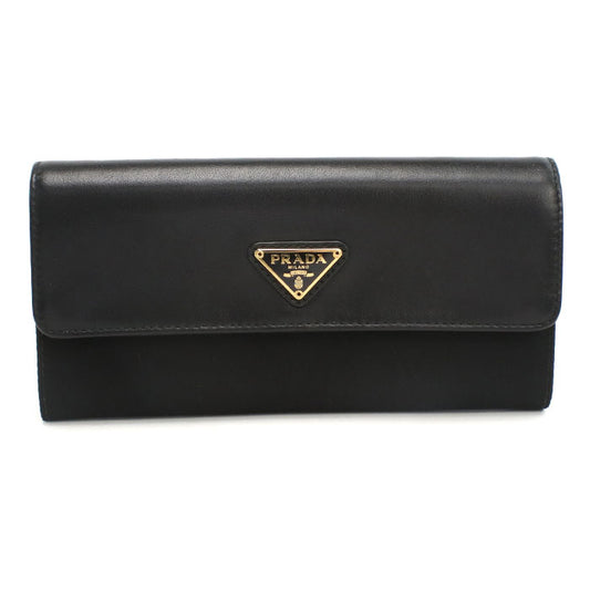 PRADA Saffiano Calfskin Long Wallet - Black
