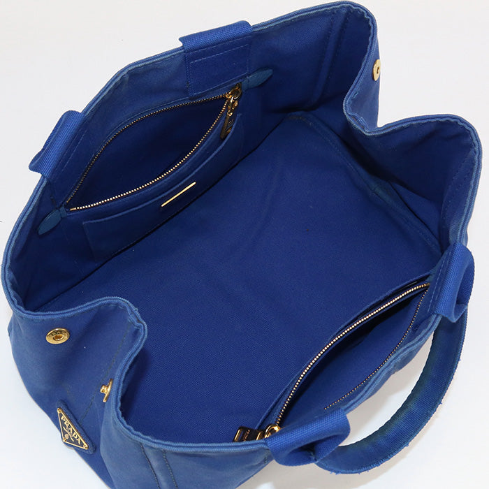 PRADA Canapa Canvas Tote Bag - Blue