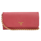 PRADA Saffiano Leather Chain Wallet - Pink