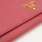 PRADA Saffiano Leather Chain Wallet - Pink