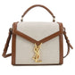 SAINT LAURENT Cassandra Canvas Leather Hand Bag - Brown × Beige