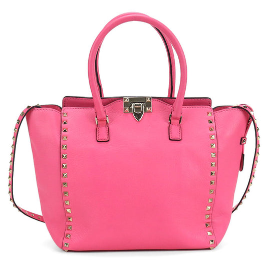 Valentino Rockstud Calfskin Tote/Shoulder Bag - Pink