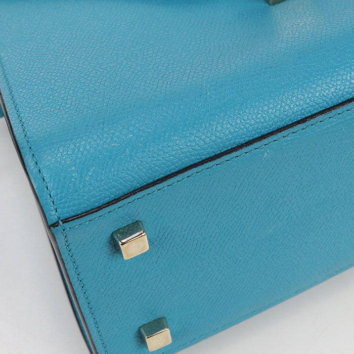 Valextra イジィデ カーフスキン トップハンドル ハンドバッグ ショルダーバッグ - ブルー