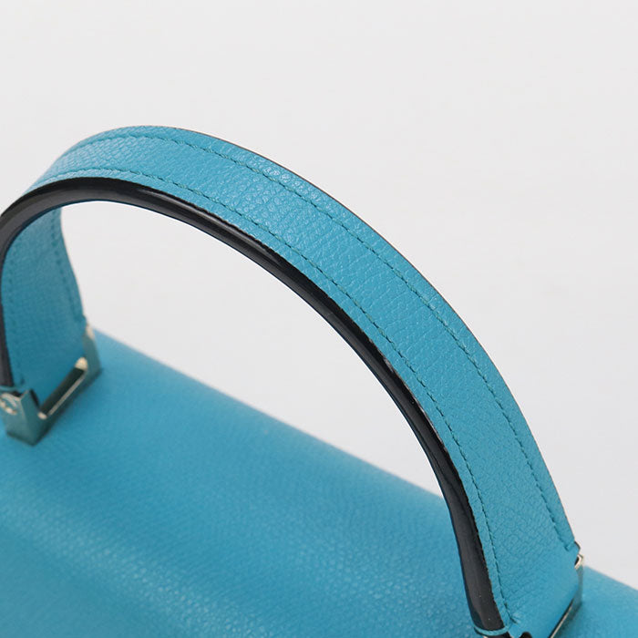 Valextra イジィデ カーフスキン トップハンドル ハンドバッグ ショルダーバッグ - ブルー